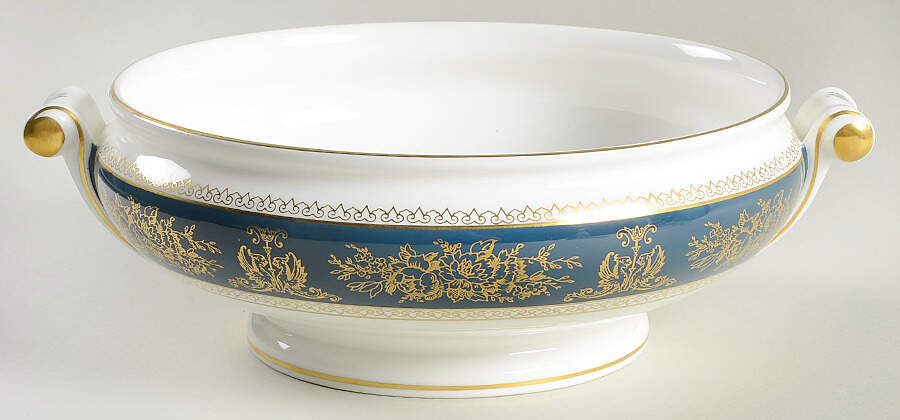 Columbia Blue & Gold Round Vegetable No Lid by Wedgwood-1