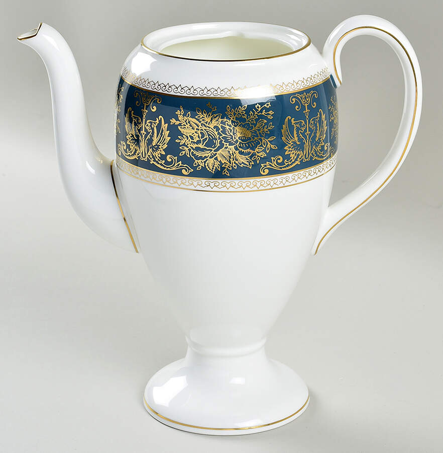 Columbia Blue & Gold Coffee Pot No Lid by Wedgwood-1