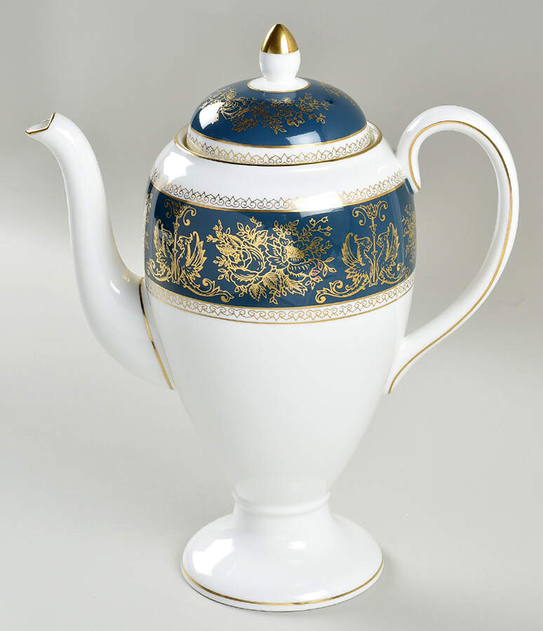 Columbia Blue & Gold Coffee Pot & Lid by Wedgwood-1