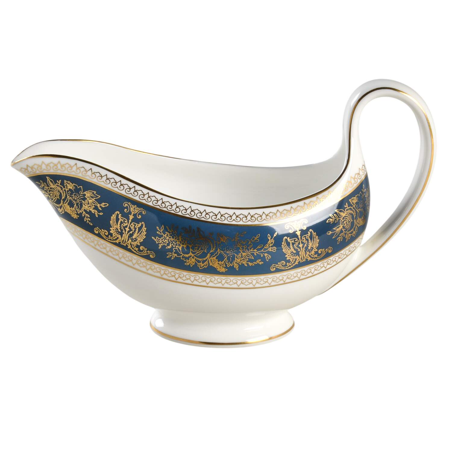 Columbia Blue & Gold Gravy Boat by Wedgwood-1