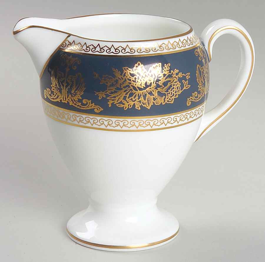 Columbia Blue & Gold Globe Shape Creamer by Wedgwood-1