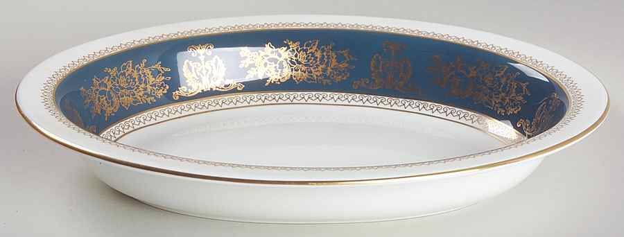 Columbia Blue & Gold 10" Oval Vegetable Bowl by Wedgwood-1