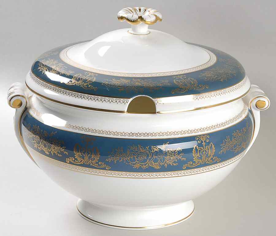 Columbia Blue & Gold Tureen &  Lid by Wedgwood-1