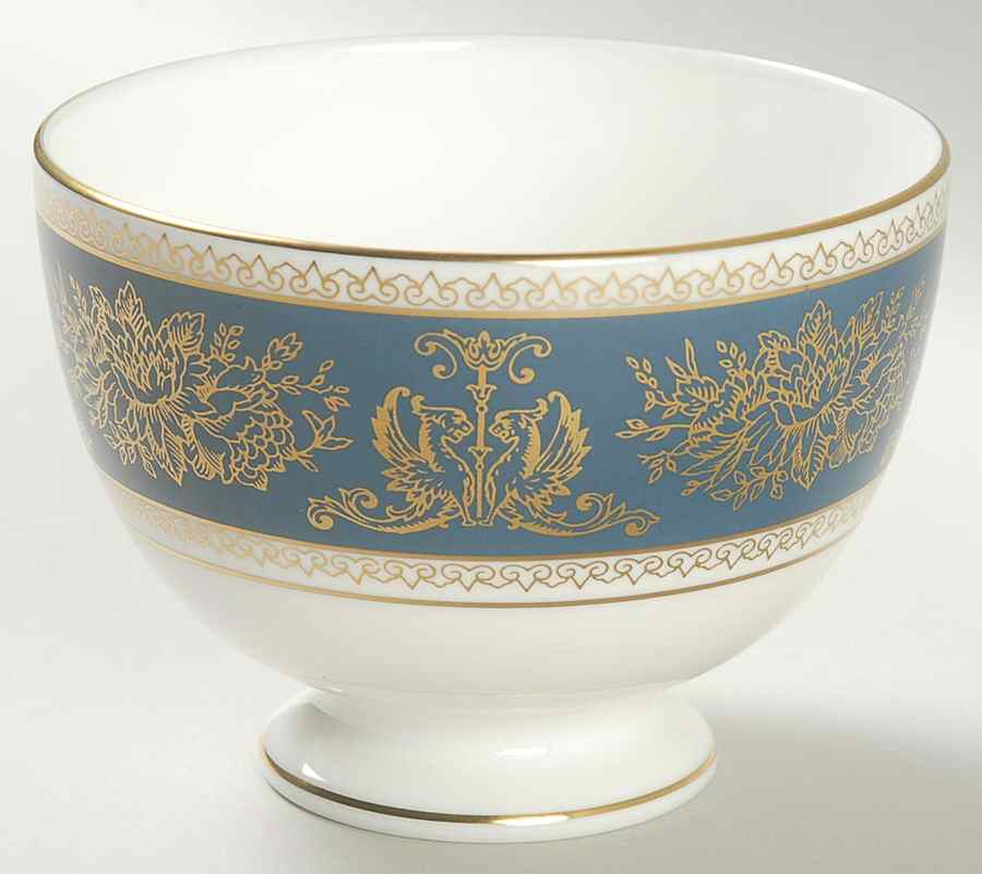 Columbia Blue & Gold Open Sugar Bowl by Wedgwood-1