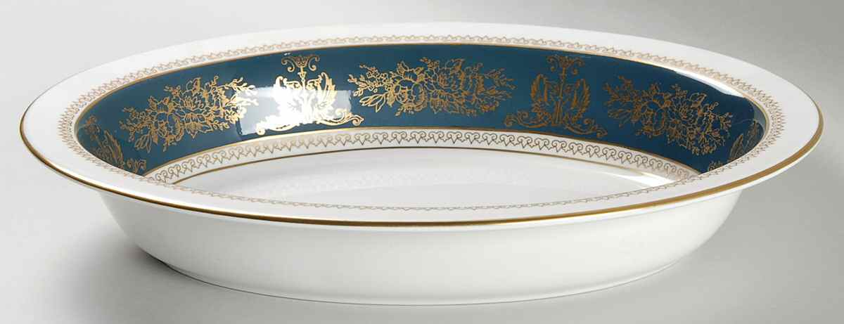 Columbia Blue & Gold 11" Oval Vegetable Bowl by Wedgwood-1