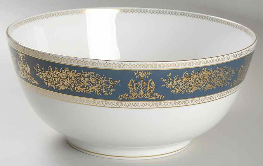 Columbia Blue & Gold 9" Salad Serving Bowl by Wedgwood-1