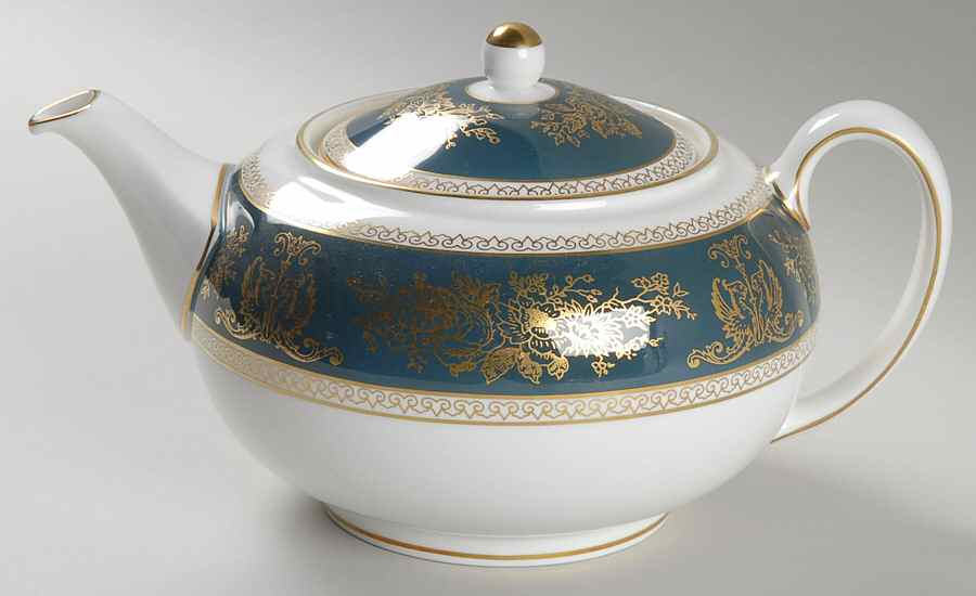 Columbia Blue & Gold Teapot & Lid by Wedgwood-1