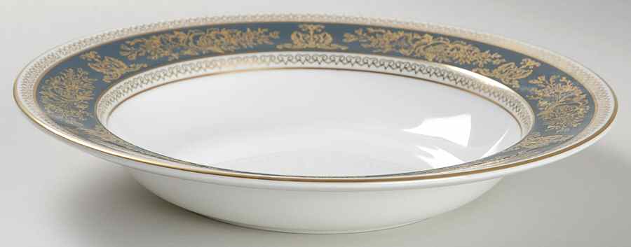 Columbia Blue & Gold Rim Soup Bowl by Wedgwood-1