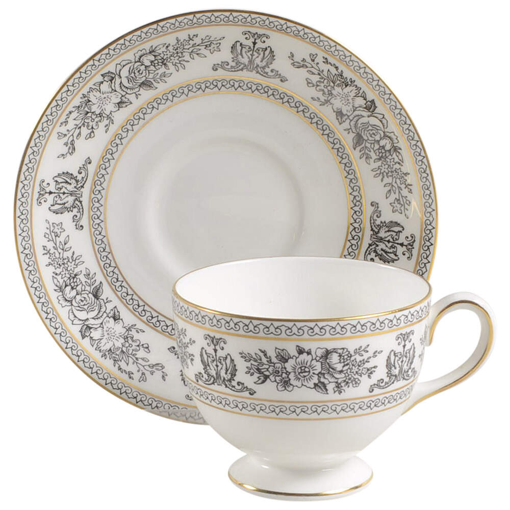 Columbia Black Footed Cup & Saucer Set by Wedgwood-1