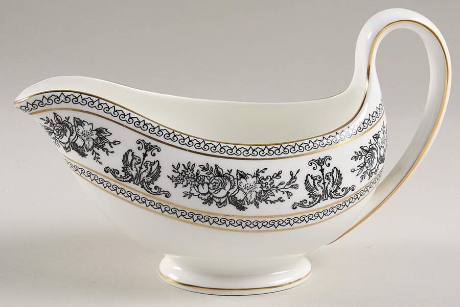Columbia Black Gravy Boat by Wedgwood-1