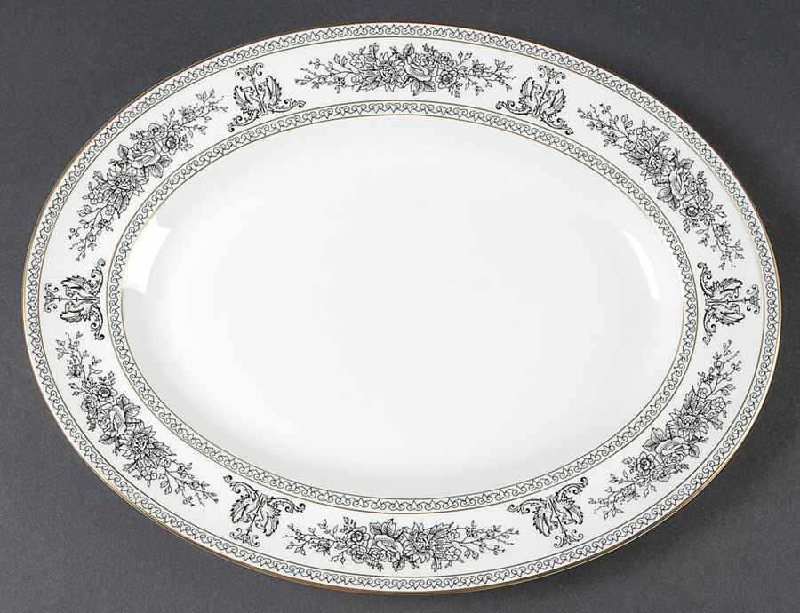 Columbia Black 13" Oval Serving Platter by Wedgwood-1