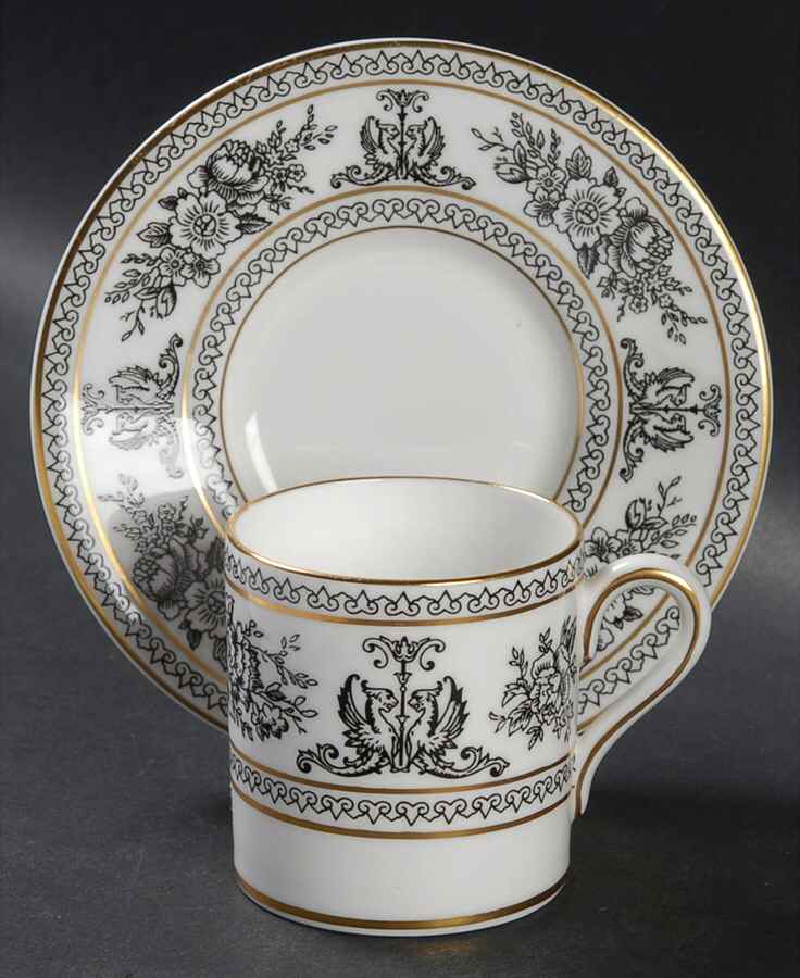 Columbia Black Bond Shape Demitasse Cup and Saucer Set by Wedgwood-1