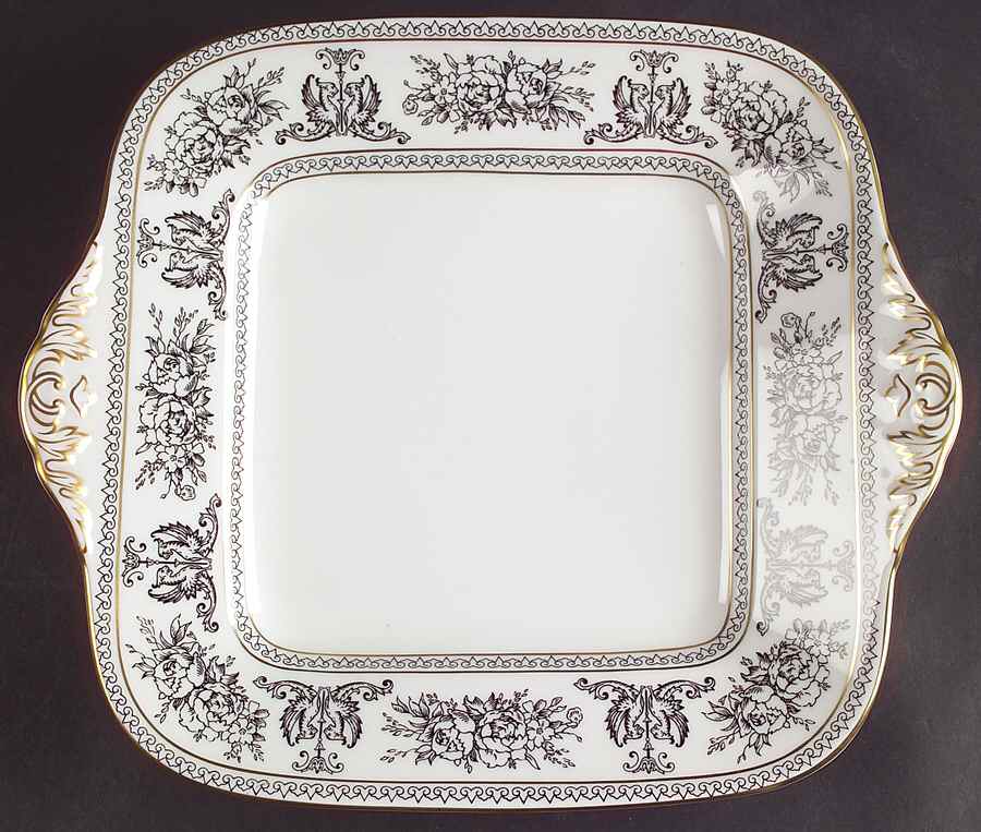 Columbia Black Square Handled Cake Plate by Wedgwood-1