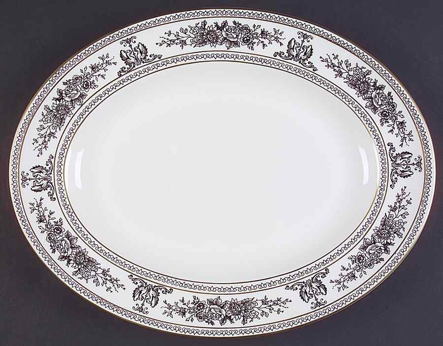 Columbia Black 14" Oval Serving Platter by Wedgwood-1