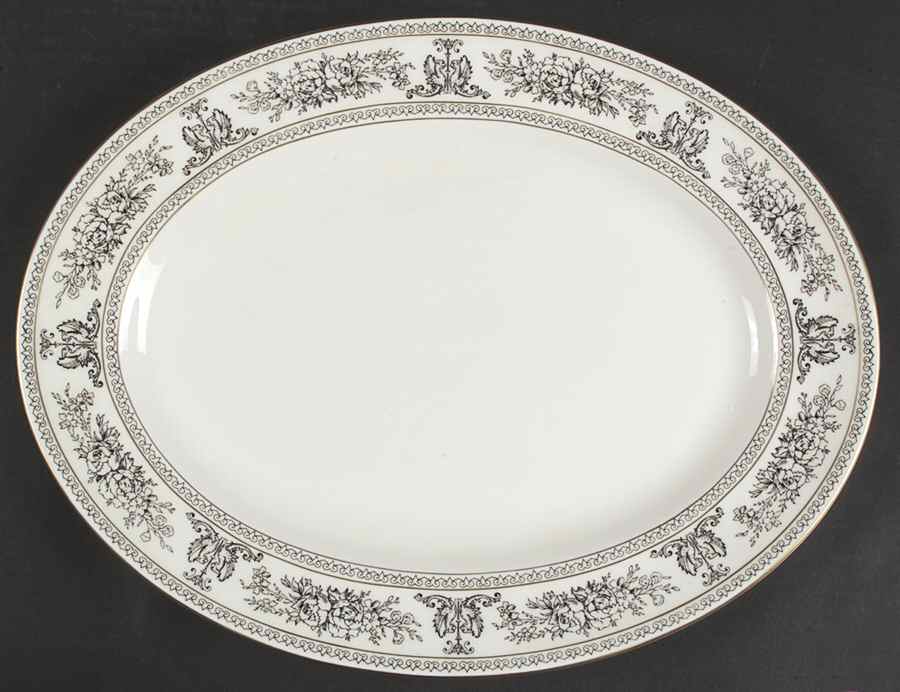 Columbia Black 15" Oval Serving Platter by Wedgwood-1