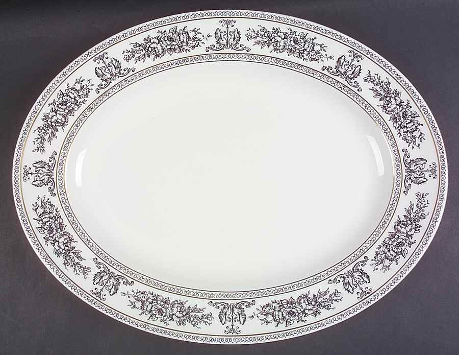Columbia Black 17" Oval Serving Platter by Wedgwood-1