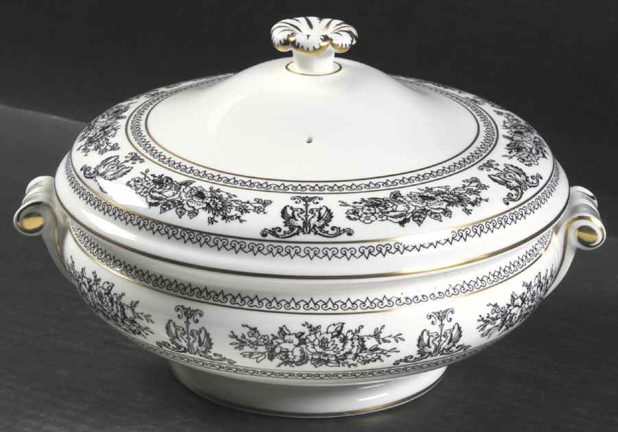 Columbia Black Round Covered Vegetable by Wedgwood-1