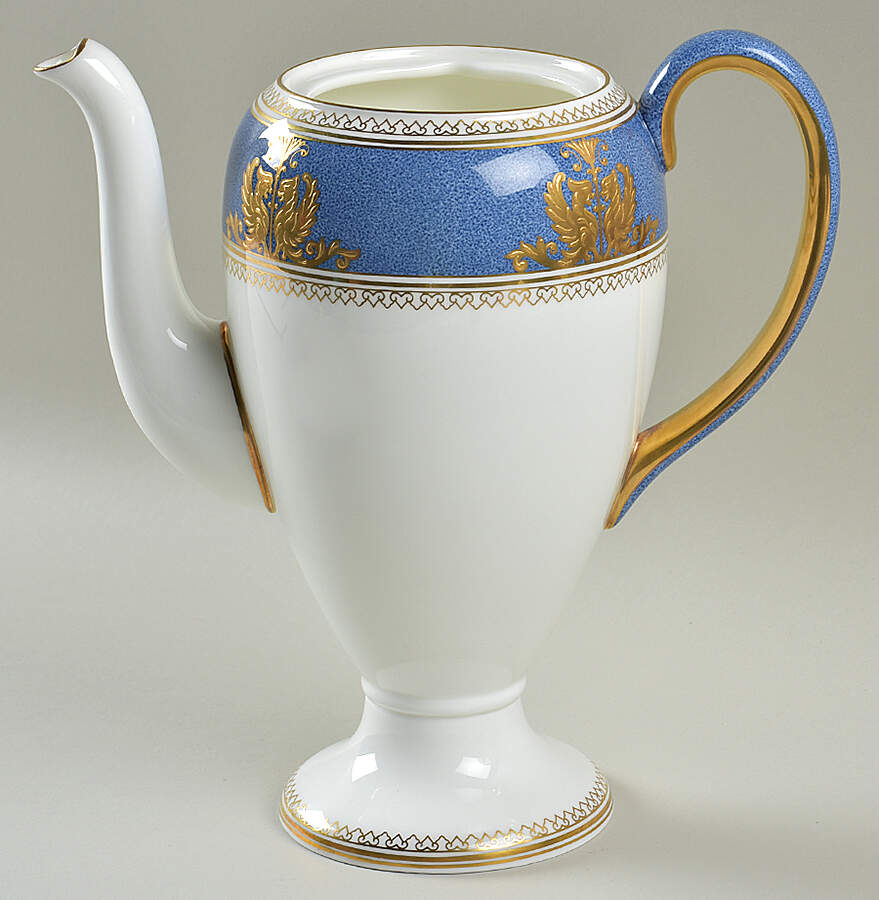 Columbia Powder Blue Rim (White Center) Coffee Pot No Lid by Wedgwood-1