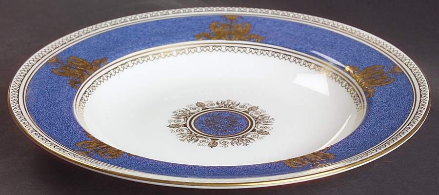 Columbia Powder Blue Rim (White Center) Large Rim Soup Bowl by Wedgwood-1