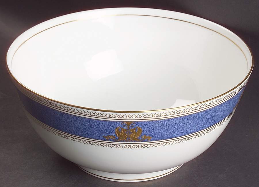 Columbia Powder Blue Rim (White Center) 9" Salad Serving Bowl by Wedgwood-1