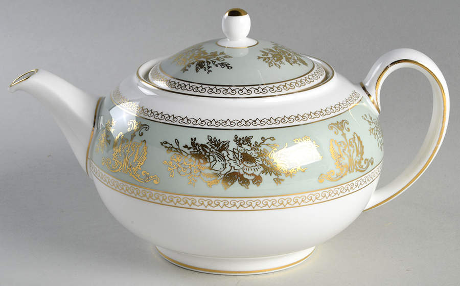 Columbia Sage Green Rim Teapot & Lid by Wedgwood-1