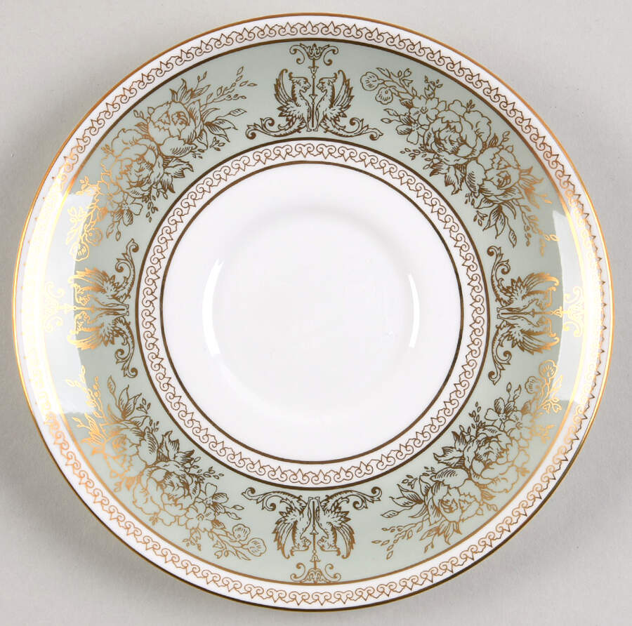 Columbia Sage Green Rim Saucer for Cream Soup Bowl by Wedgwood-1
