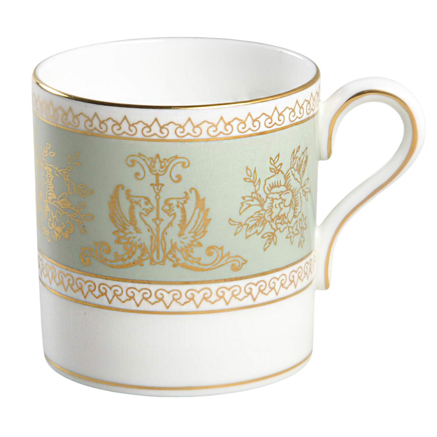 Columbia Sage Green Rim Bond Shape Demitasse Cup by Wedgwood-1