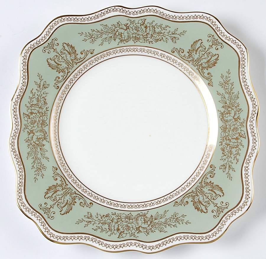 Columbia Sage Green Rim Square Salad Plate by Wedgwood-1