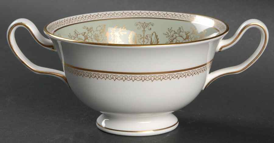 Columbia Sage Green Rim Footed Cream Soup Bowl by Wedgwood-1