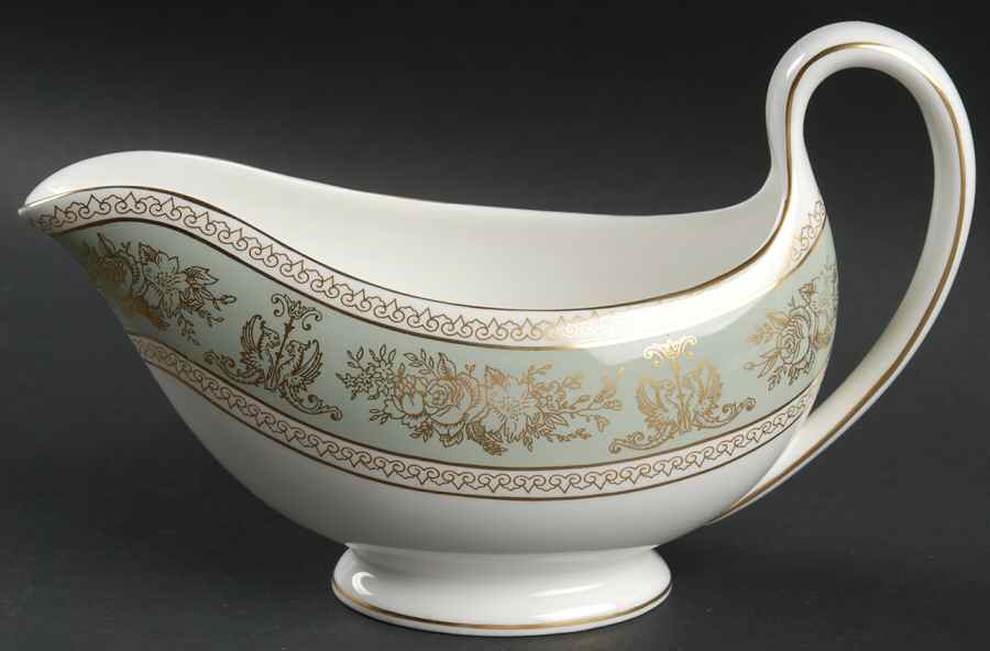 Columbia Sage Green Rim Gravy Boat by Wedgwood-1