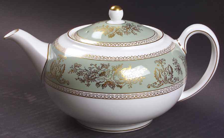 Columbia Sage Green Rim Small Teapot & Lid by Wedgwood-1