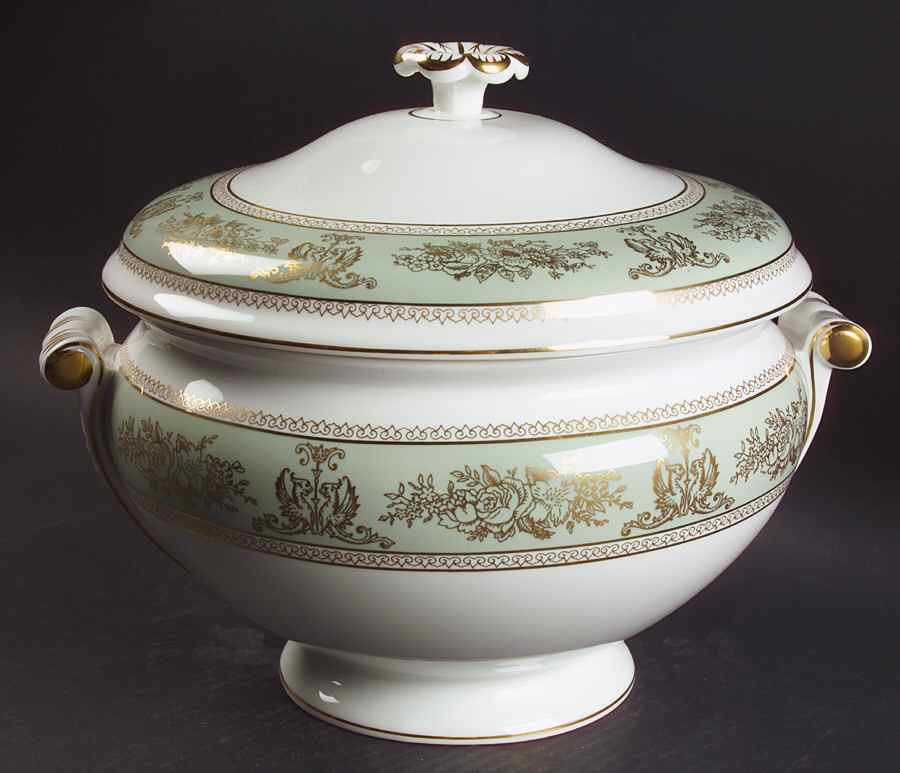 Columbia Sage Green Rim Tureen &  Lid by Wedgwood-1