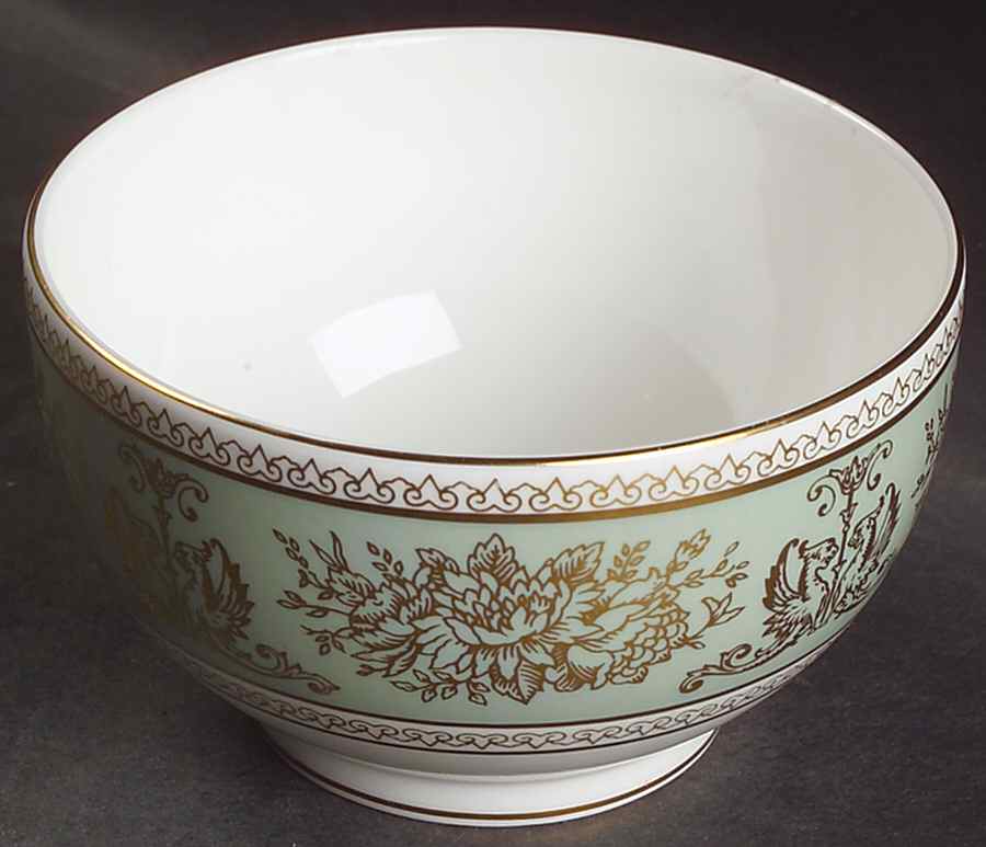 Columbia Sage Green Rim Open Sugar Bowl by Wedgwood-1