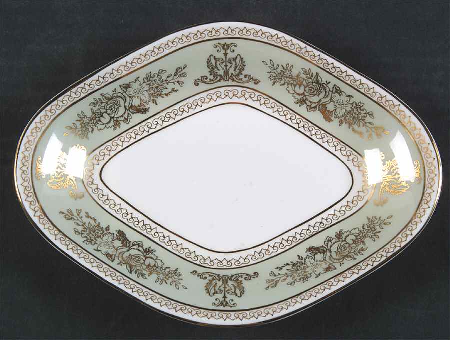 Columbia Sage Green Rim Pickle Dish by Wedgwood-1