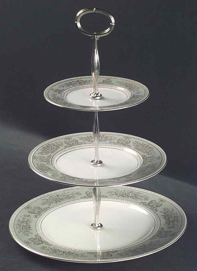 Columbia Sage Green Rim 13 7/8"-14 1/4" 3-Tiered Serving Tray(DP,SP,BB) HC by Wedgwood-1