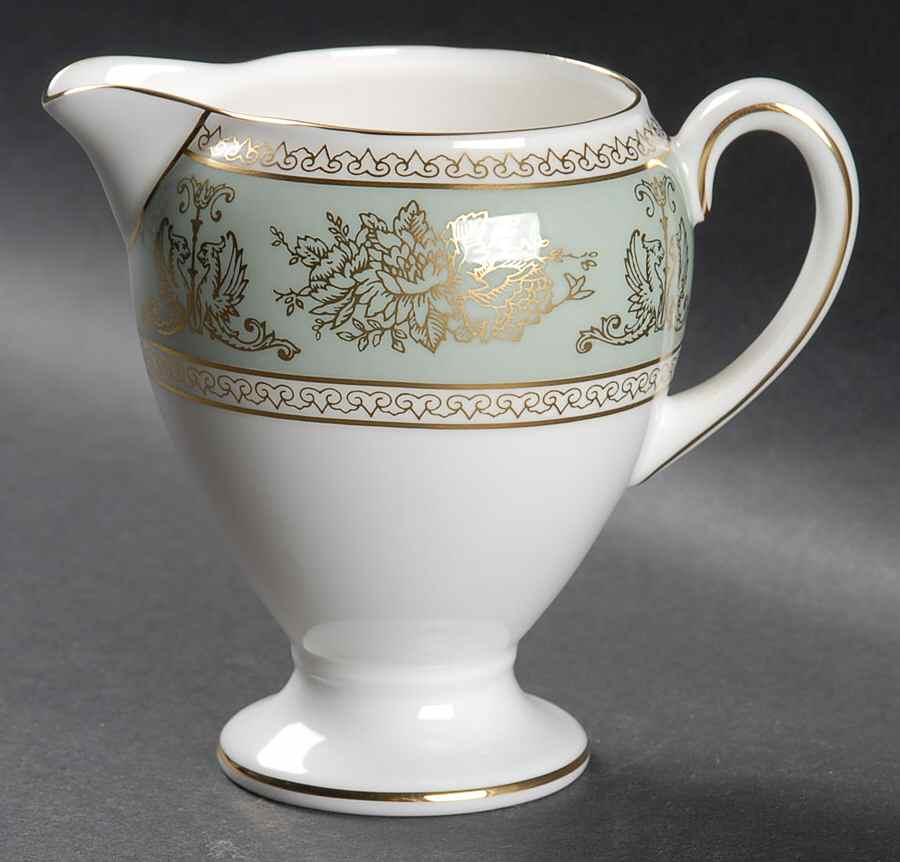 Columbia Sage Green Rim Globe Shape Creamer by Wedgwood-1