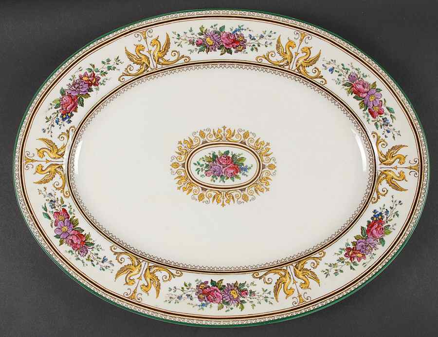 Columbia Ivory Body (Yellow Griffons) 17" Oval Serving Platter by Wedgwood-1