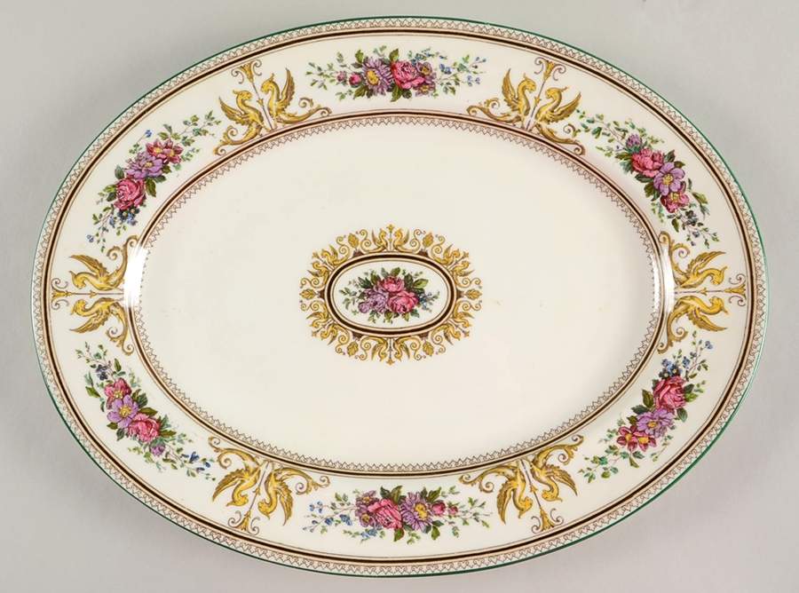 Columbia Ivory Body (Yellow Griffons) 15" Oval Serving Platter by Wedgwood-1