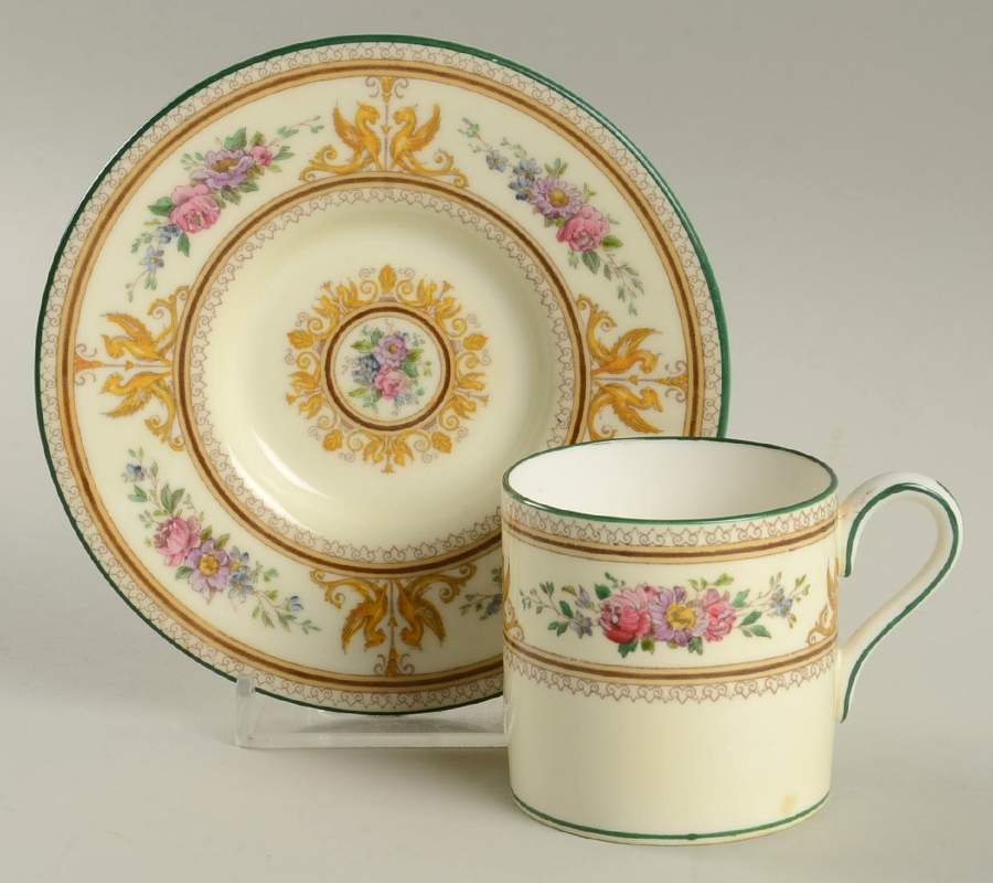 Columbia Ivory Body (Yellow Griffons) Bond Shape Demitasse Cup and Saucer Set by Wedgwood-1