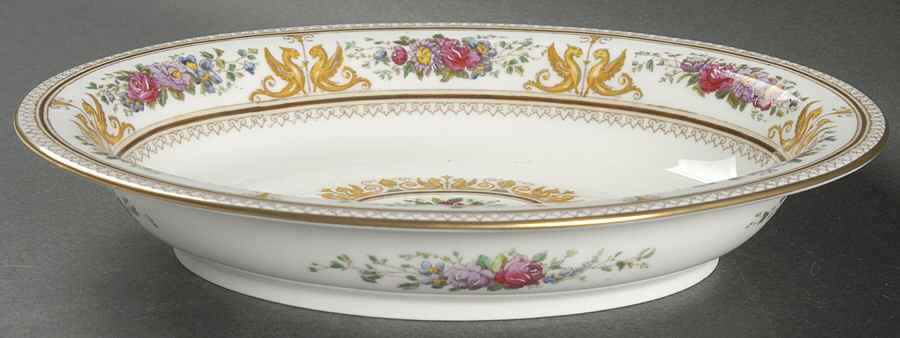 Columbia White (Gold Trim) 9" Oval Vegetable Bowl by Wedgwood-1