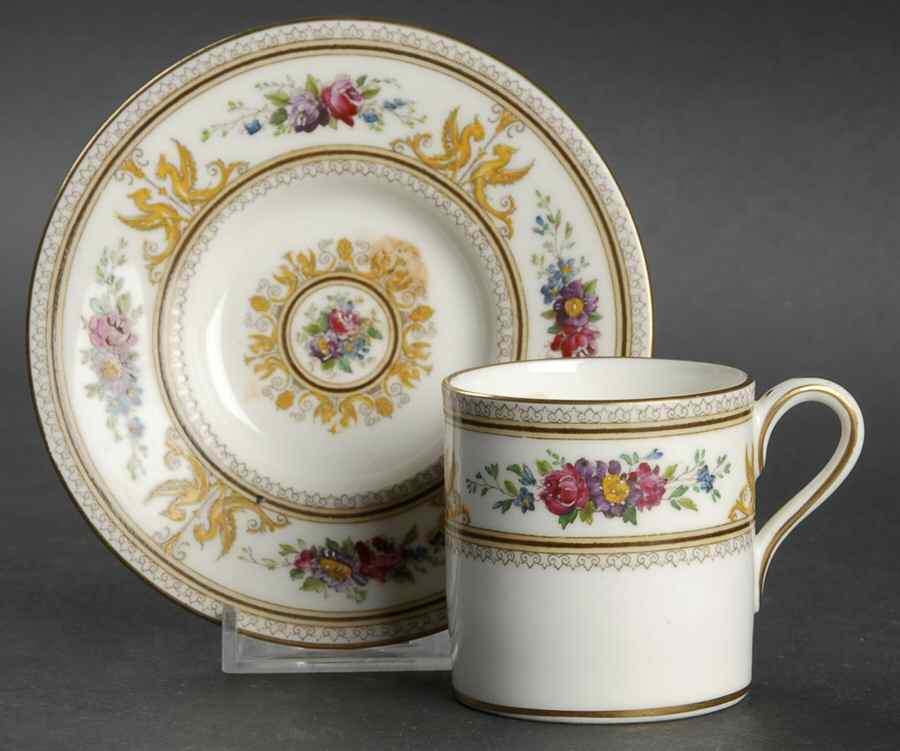 Columbia White (Gold Trim) Bond Shape Demitasse Cup and Saucer Set by Wedgwood-1