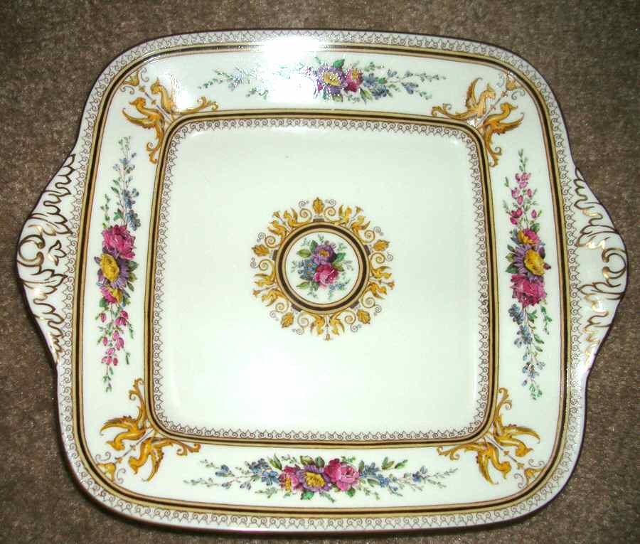 Columbia White (Gold Trim) Handled Cake Plate by Wedgwood-1