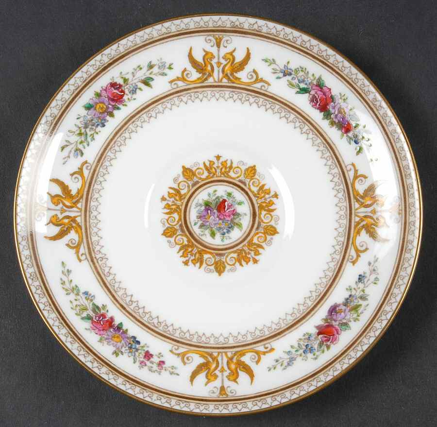 Columbia White (Gold Trim) Saucer for Peony Shape Footed Cup by Wedgwood-1