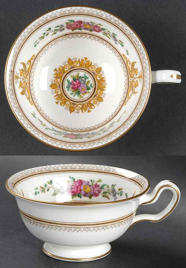 Columbia White (Gold Trim) Peony Shape Footed Cup by Wedgwood-1