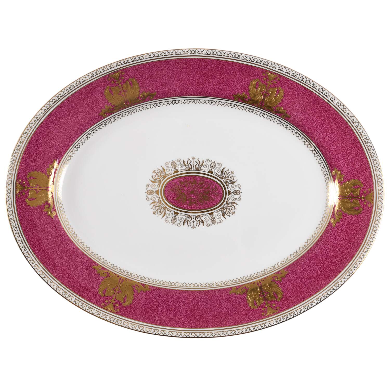 Columbia Powder Ruby (Rim and Center) 15" Oval Serving Platter by Wedgwood-1