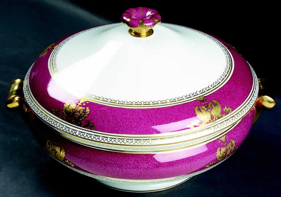 Columbia Powder Ruby (Rim and Center) Round Covered Vegetable by Wedgwood-1