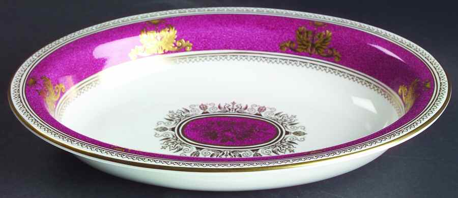 Columbia Powder Ruby (Rim and Center) 10" Oval Vegetable Bowl by Wedgwood-1