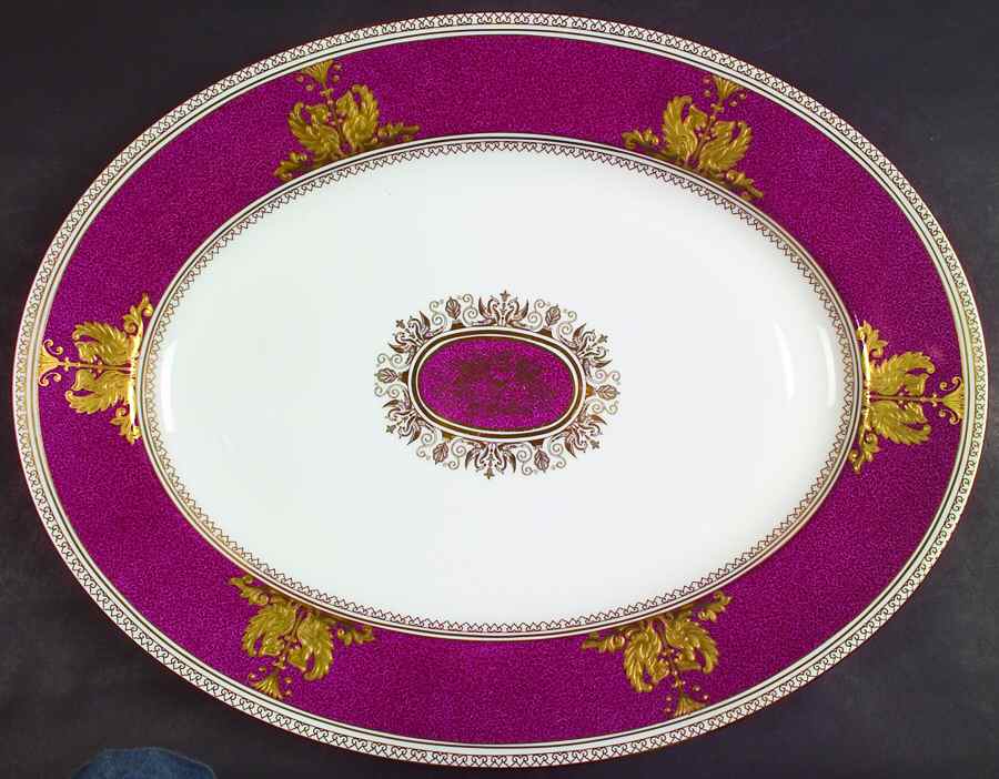 Columbia Powder Ruby (Rim and Center) 17" Oval Serving Platter by Wedgwood-1