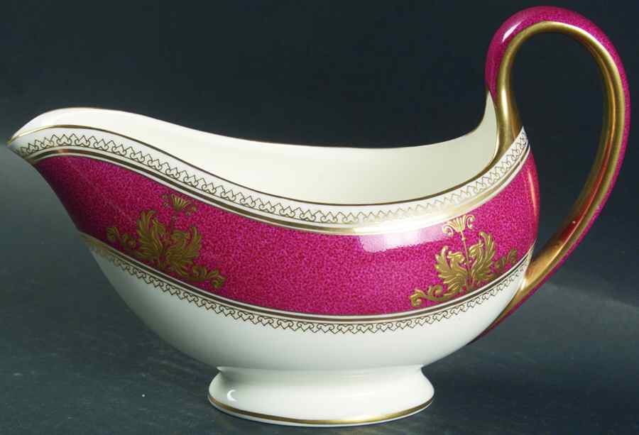 Columbia Powder Ruby (Rim and Center) Gravy Boat by Wedgwood-1