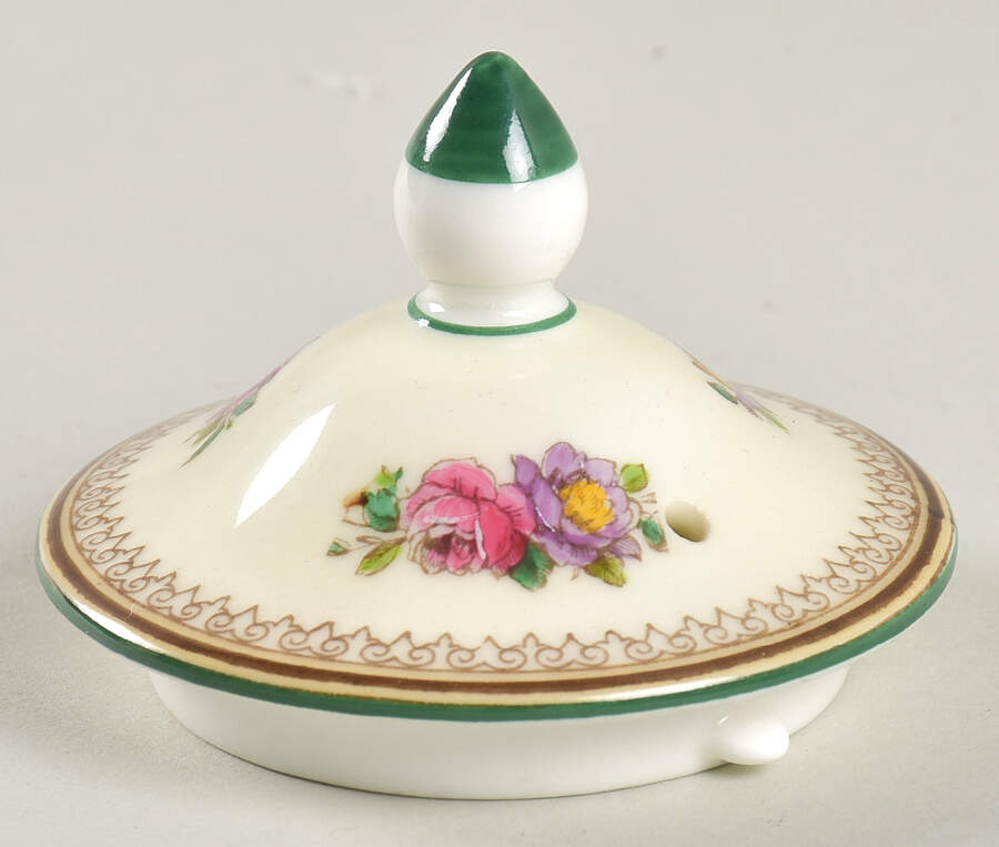 Columbia White (Center Medallion, Green Trim) Lid for Mini Coffee Pot by Wedgwood-1